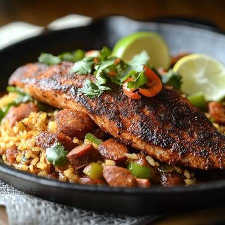 Blackened Red Fish with a Creamy Mustard Sauce