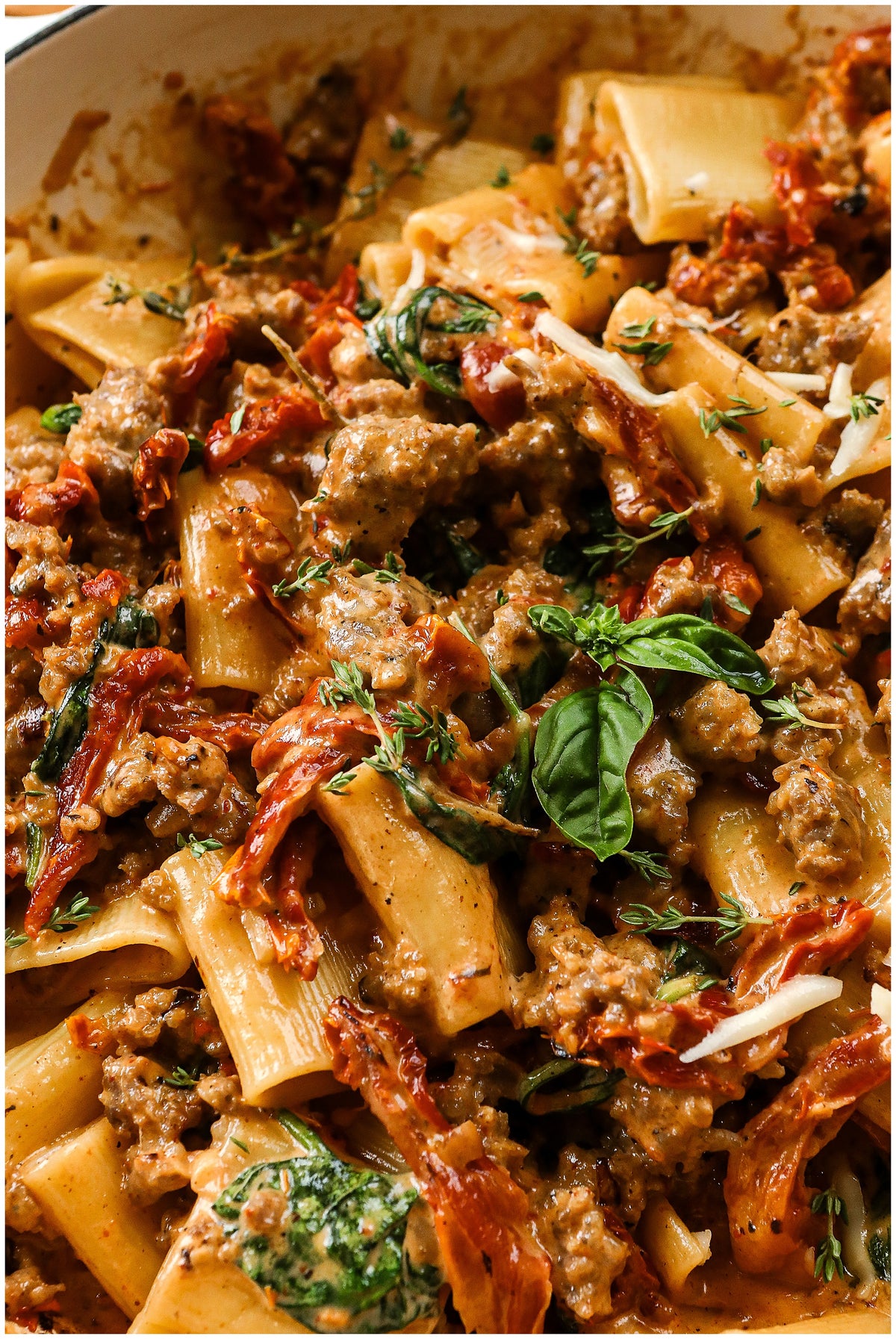 Creamy Penne with Sausage and Sun Dried Tomatoes